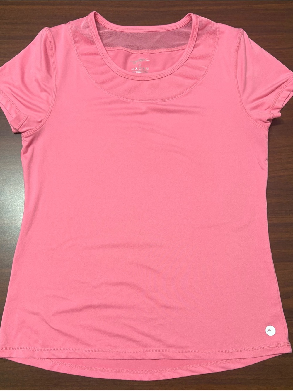 X by Gottex Pink Short Sleeve Athletic Workout Top Mesh Accent Size M